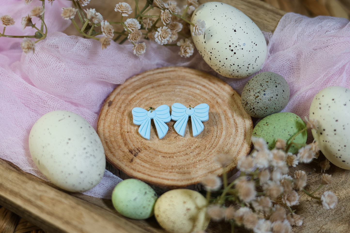 Striped Pastel Bow Dangles