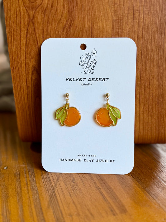Stained Glass Orange Earrings