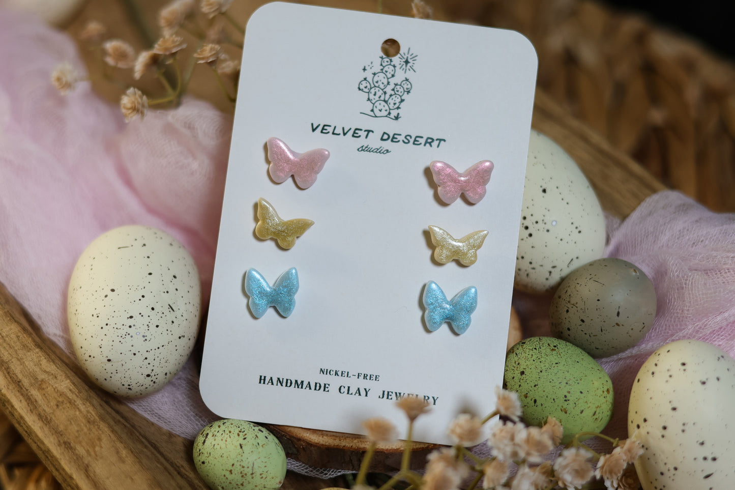 Pastel Butterfly Stud Set