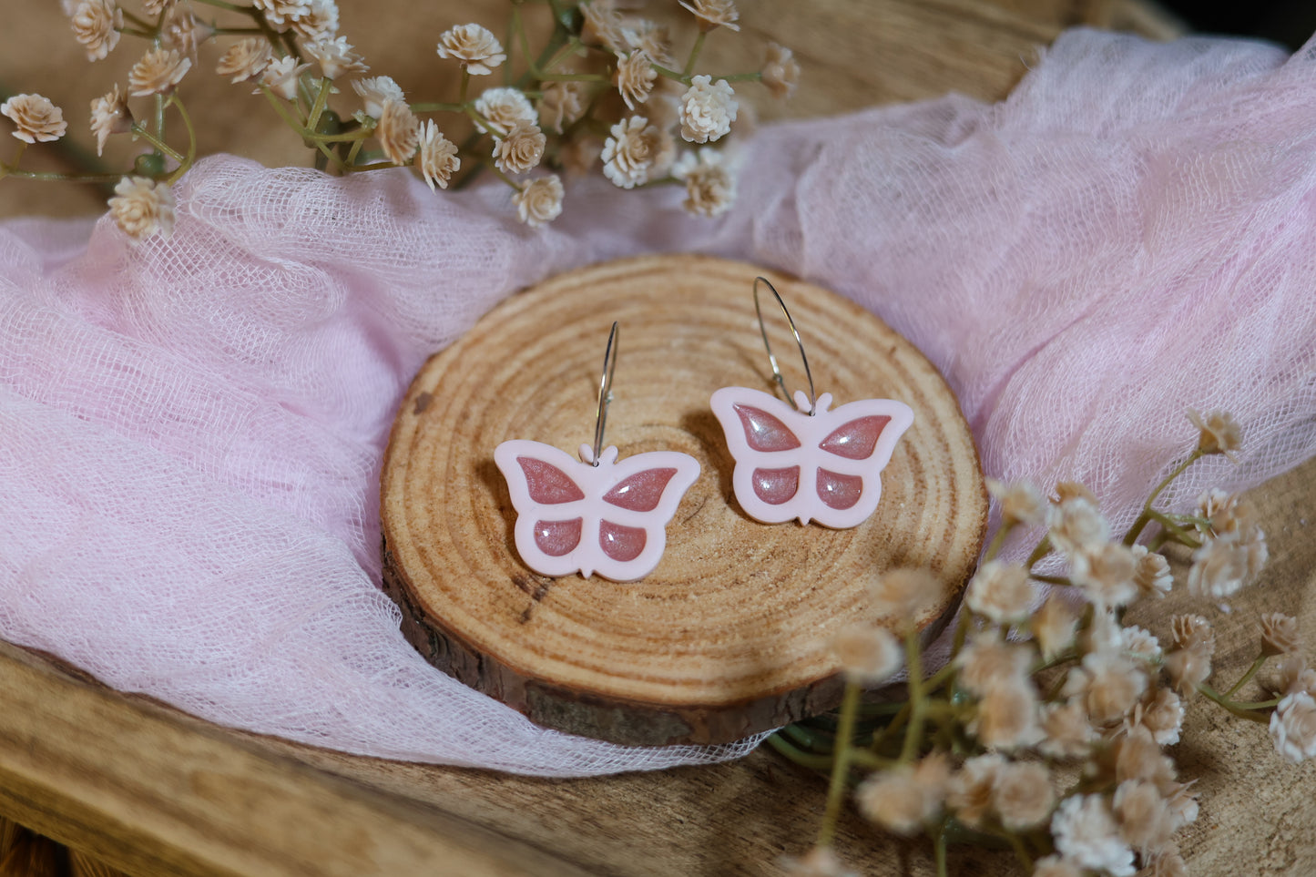 Pastel Butterfly Hoops