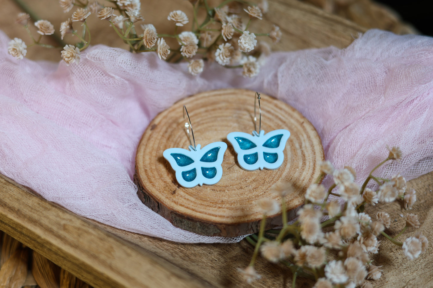 Pastel Butterfly Hoops
