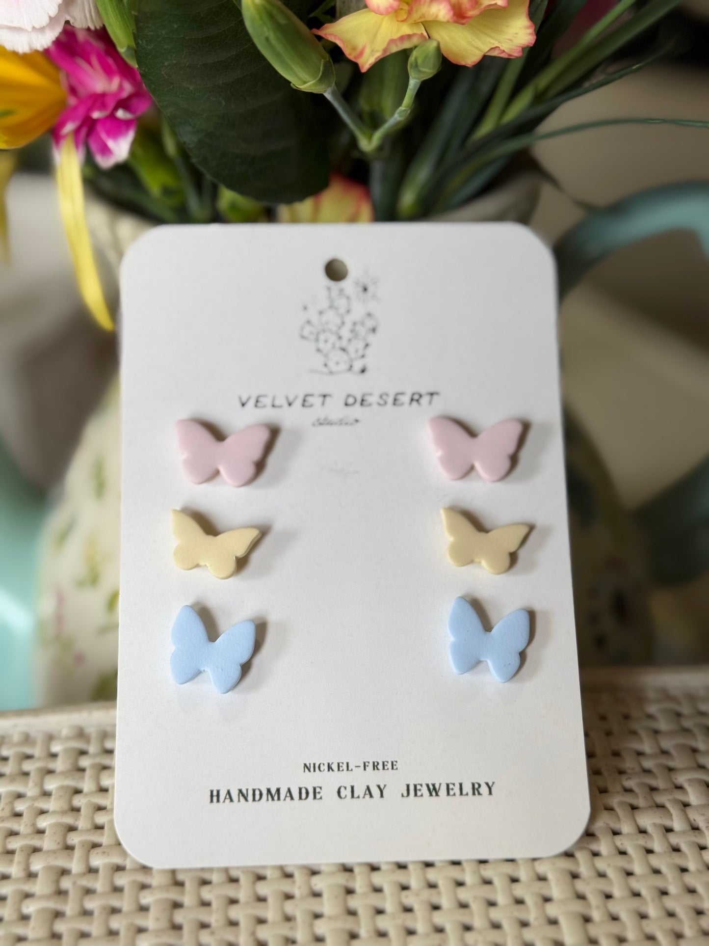 Pastel Butterfly Stud Set