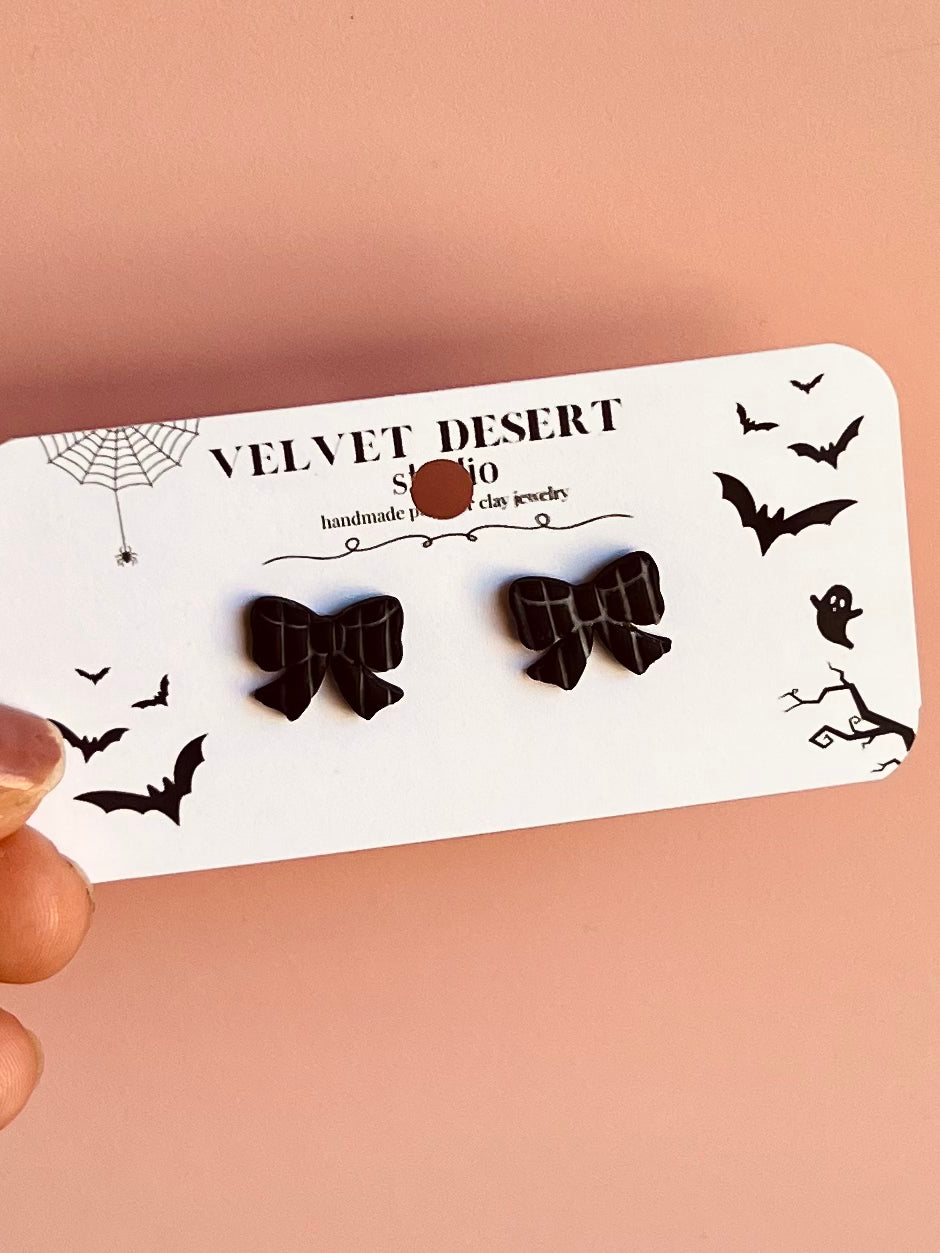 Mini Pinstripe Bow Studs