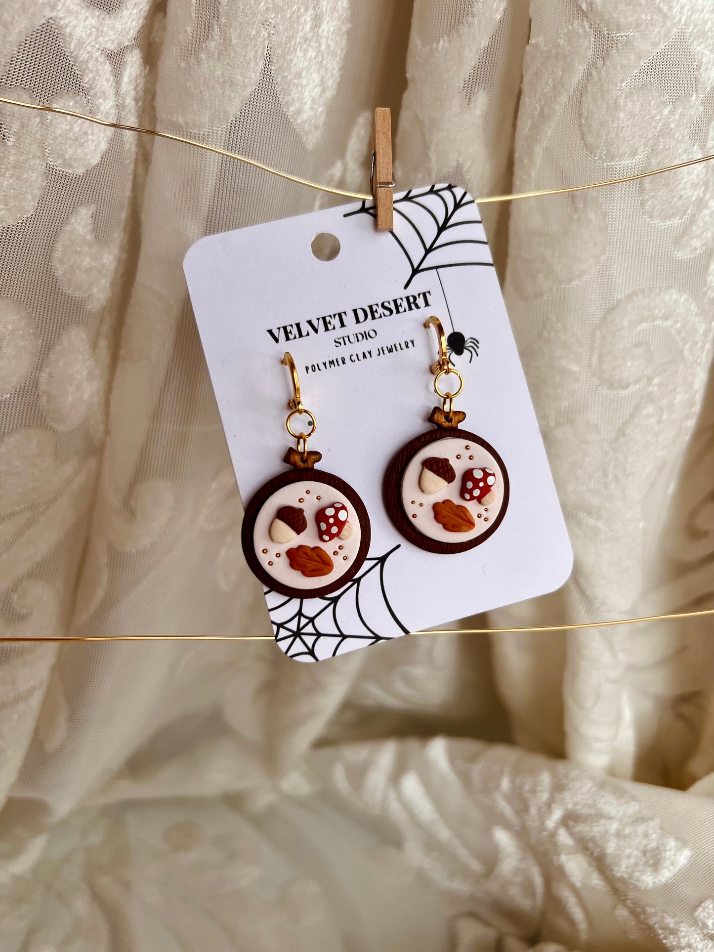 Fall Feelies Embroidery Hoop Dangles